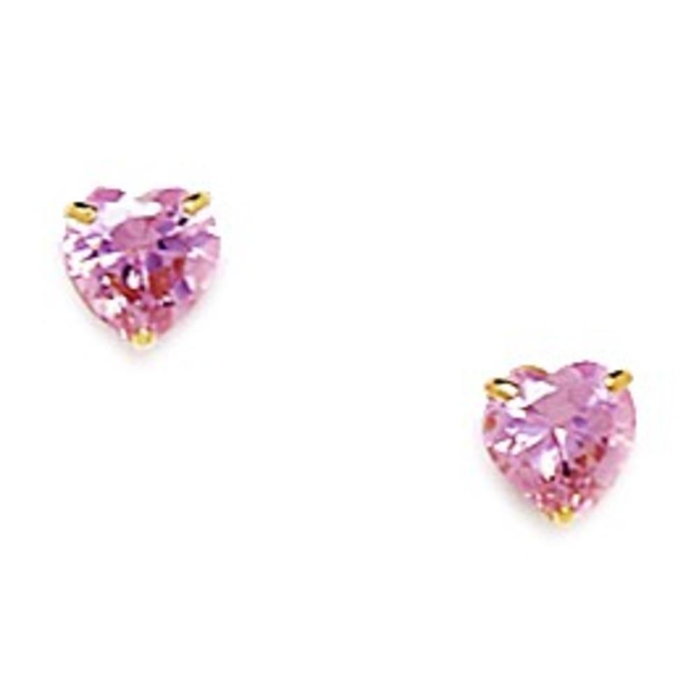 Jewelryweb Sterling Silver Gold-Flashed Pink 5x5mm Heart Shaped Cubic Zirconia Screw-Back Earrings