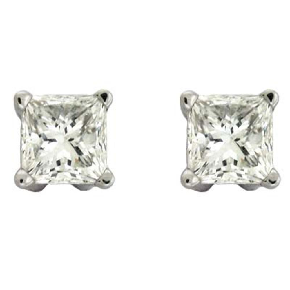 Jewelryweb 14k White Princess Cut 0.88 Ct Diamond Stud Earrings