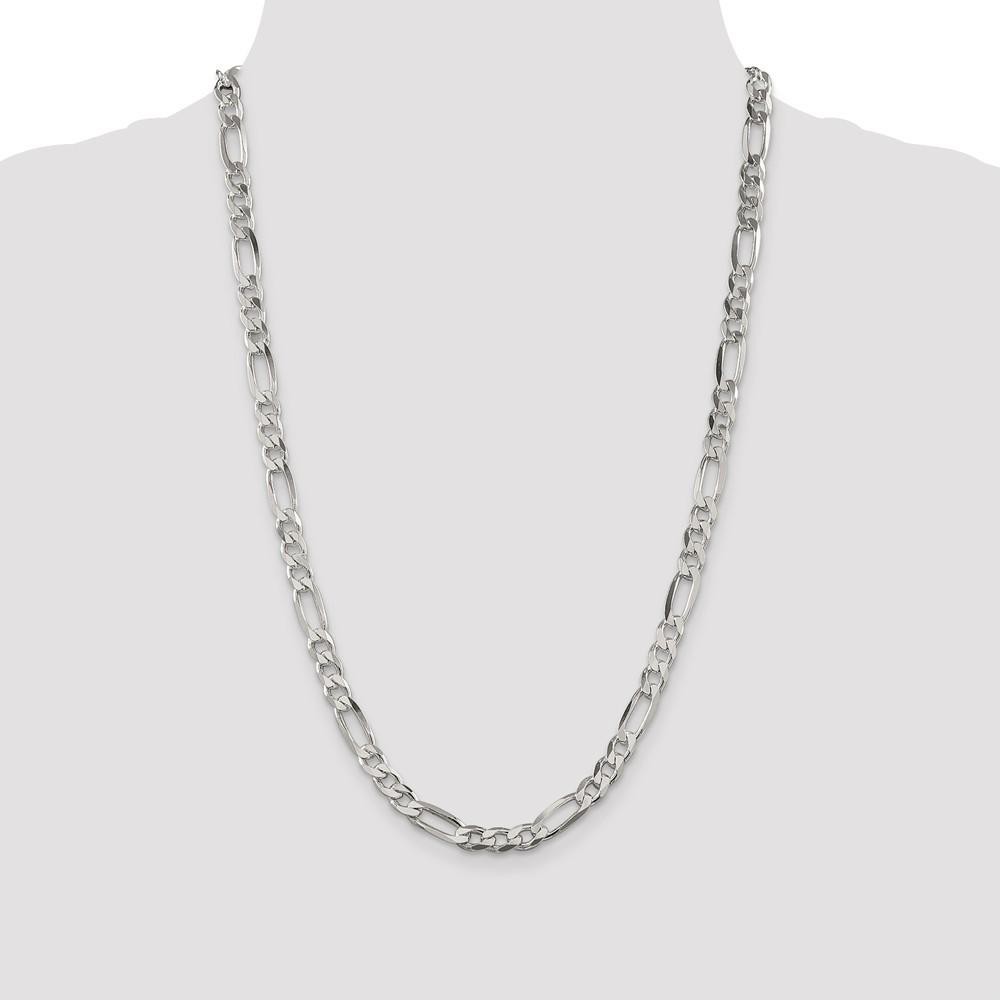 Jewelryweb Sterling Silver 6.5mm Figaro Chain Necklace - 36 Inch