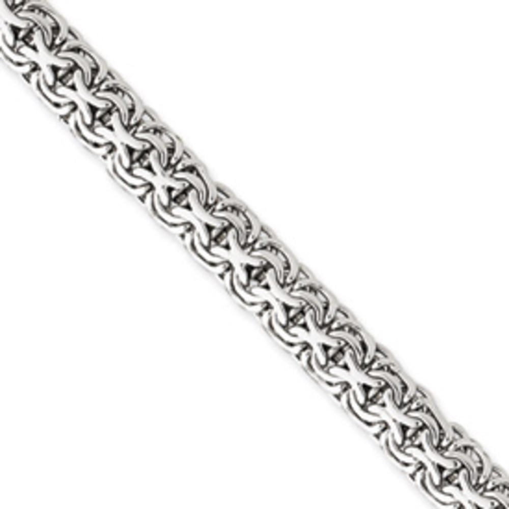 Jewelryweb 14k White Gold Polished Fancy Link Bracelet - 7.5 Inch - Lobster Claw