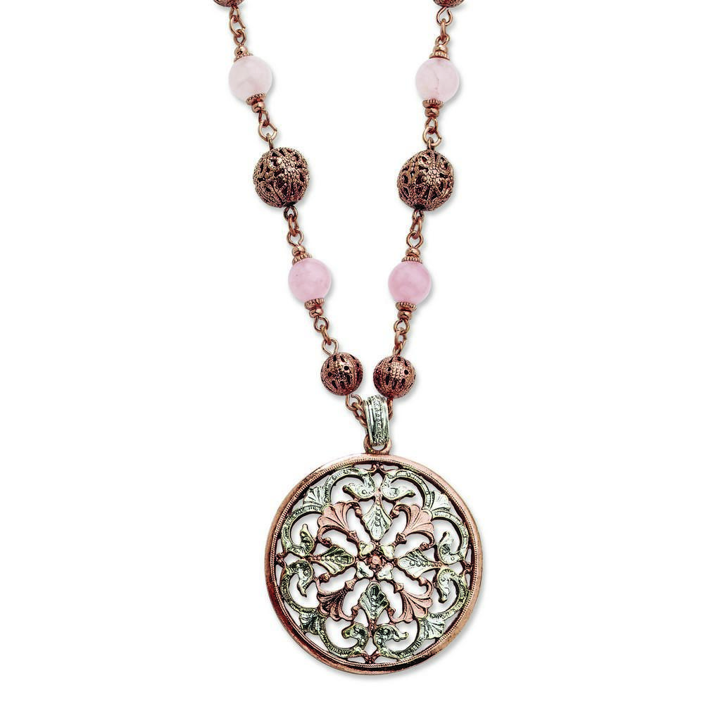 Jewelryweb Rose Silver-tone Glass Pearl Rose Quartz 16 In Necklace