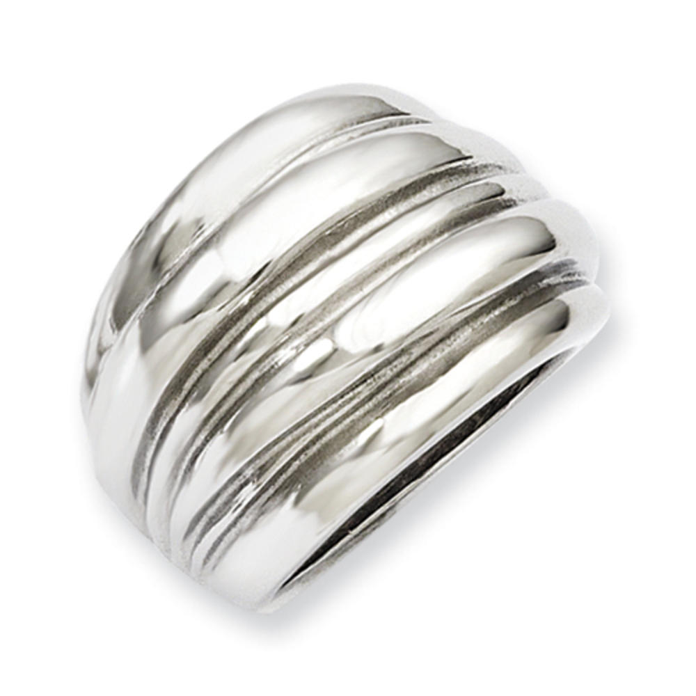 Jewelryweb Stainless Steel Polished Fancy Ring - Size 6