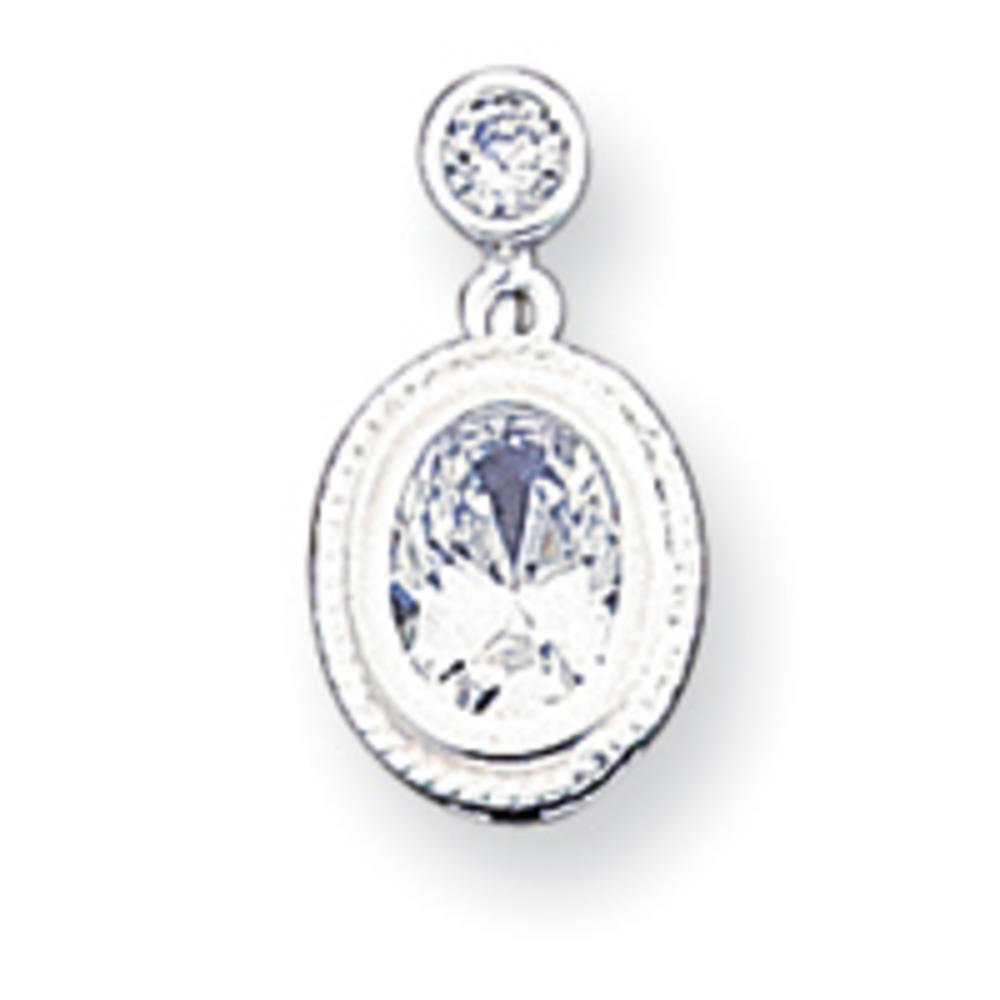 Jewelryweb Sterling Silver Oval Cubic Zirconia Earrings