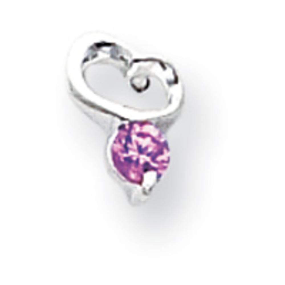 Jewelryweb Sterling Silver Pink Cubic Zirconia Post Earrings