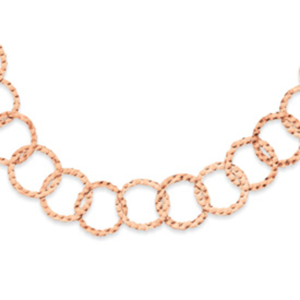 Jewelryweb 14K Rose Gold Circle Necklace - 18 Inch - Spring Ring