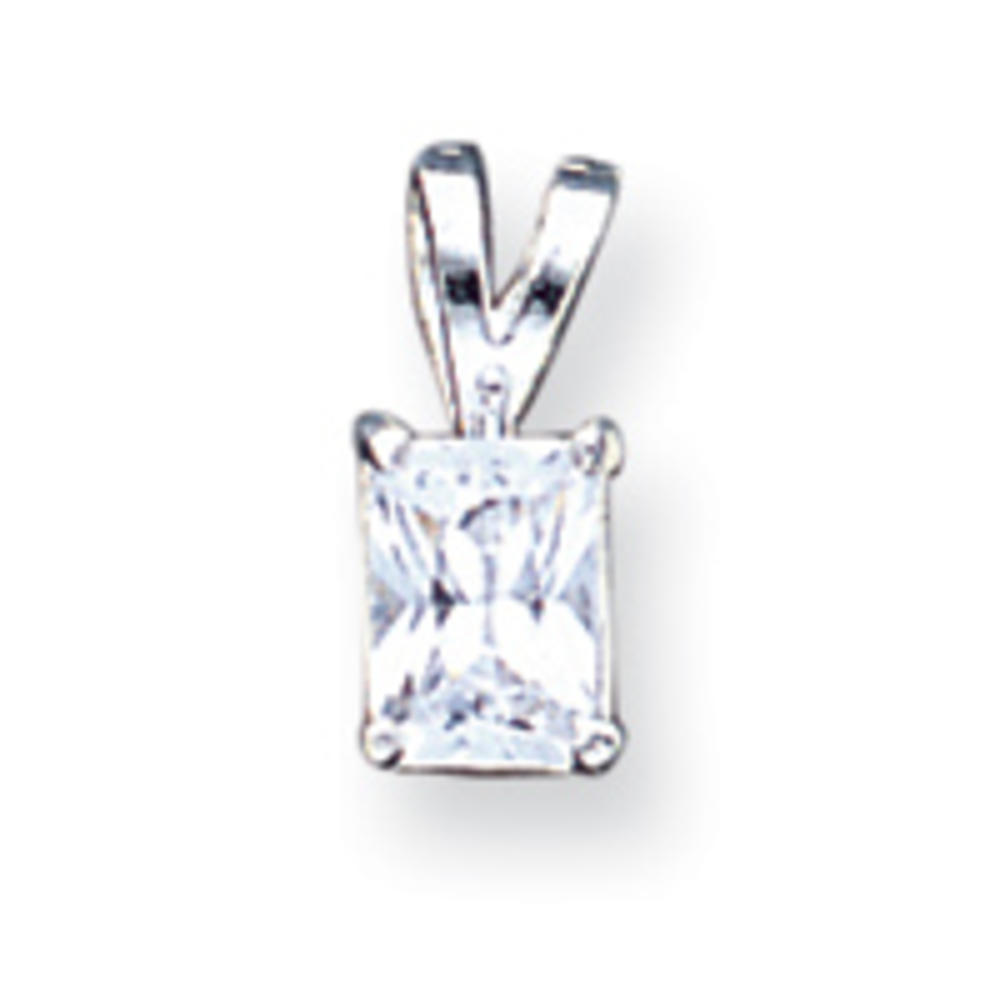 Jewelryweb Sterling Silver Emerald Cubic Zirconia Pendant