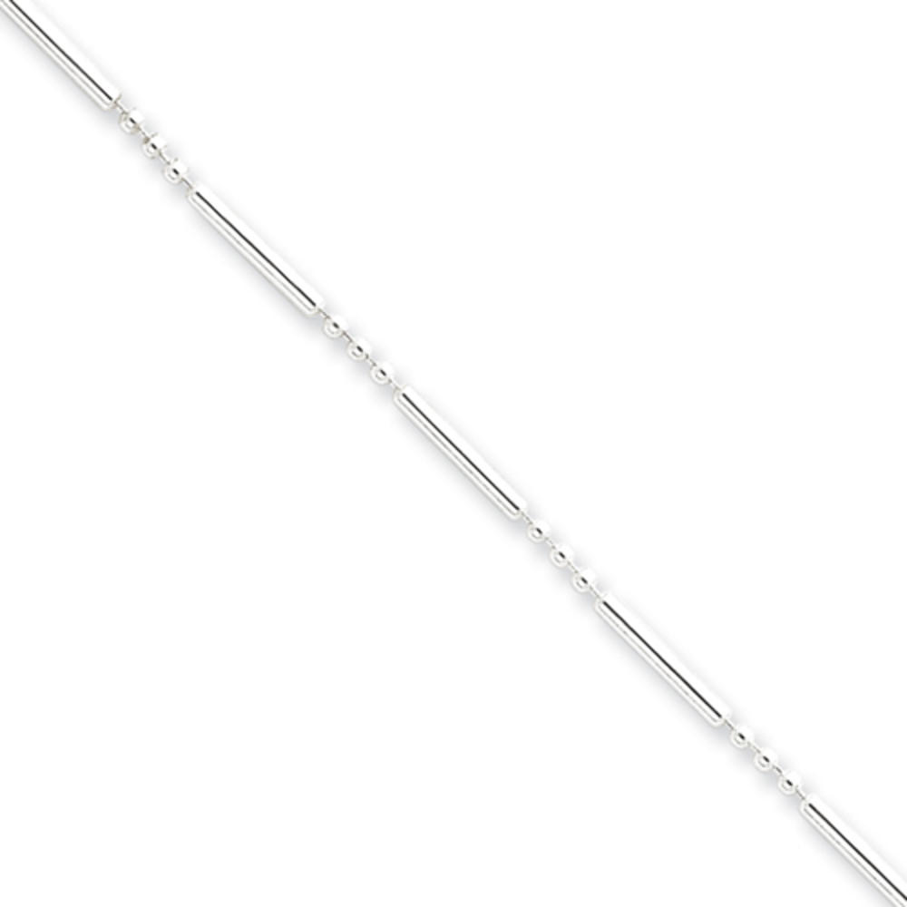 Jewelryweb Sterling Silver 1.5mm Fancy Beaded Necklace - 18 Inch - Spring Ring