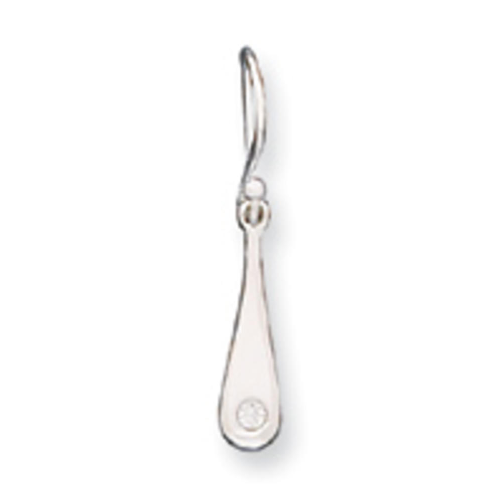 Jewelryweb Sterling Silver Tear Drop Cubic Zirconia Dangle Earrings