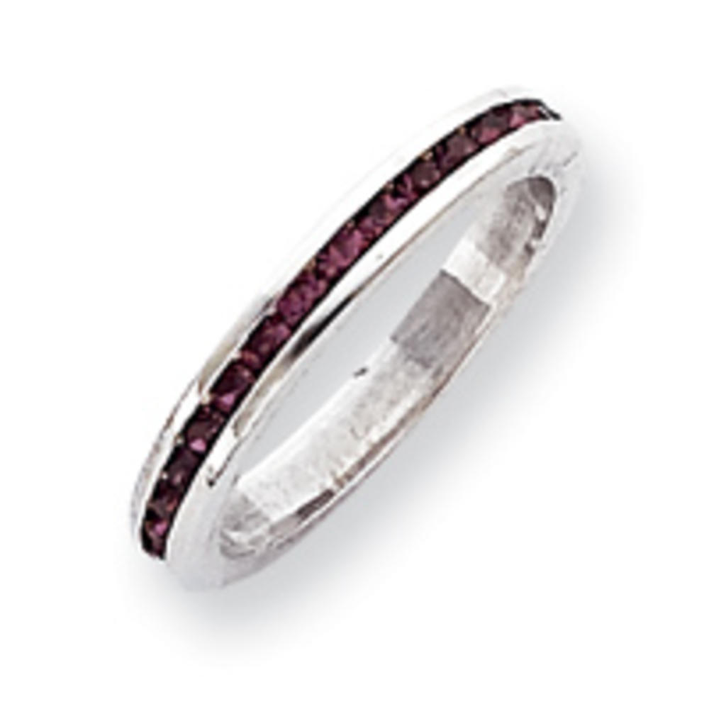 Jewelryweb Sterling Silver 2.75mm Dark Red Eternity Band Ring - Size 8