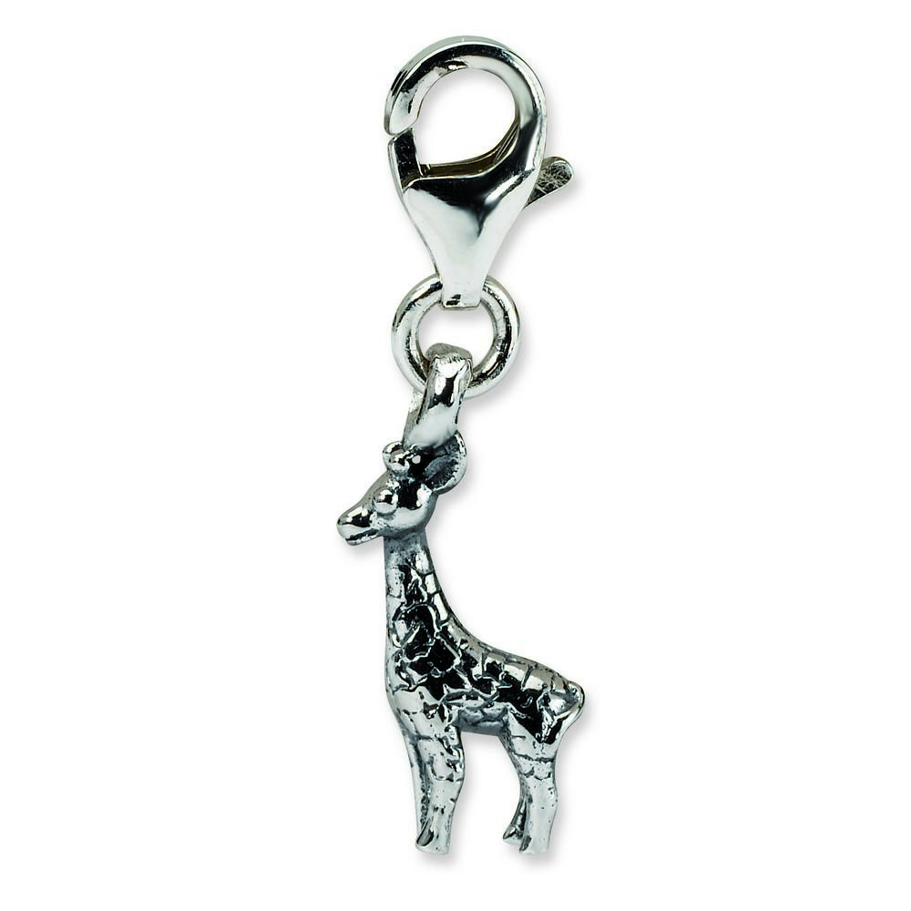 Jewelryweb Sterling Silver Reflections Giraffe Click-on Bead Charm