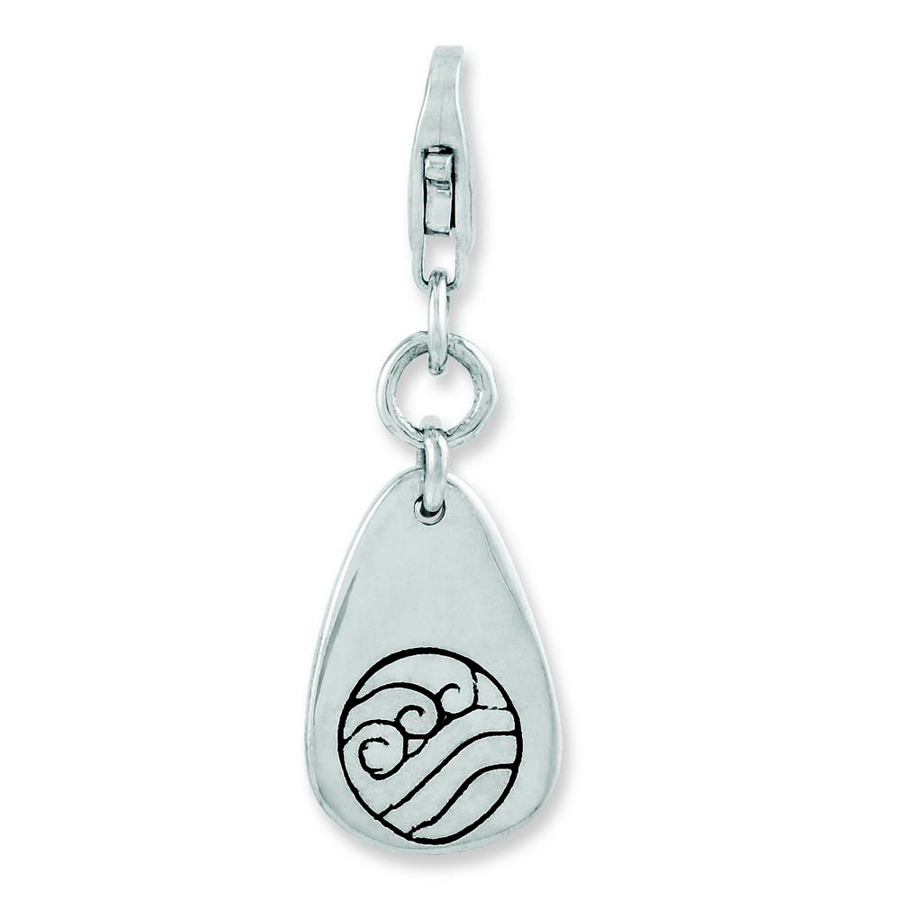 Jewelryweb Sterling Silver Rhodium-plated Water With Lobster Clasp Charm
