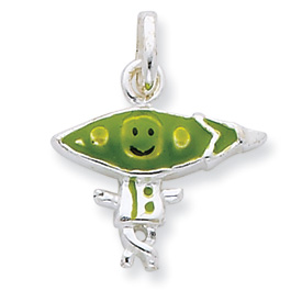 Jewelryweb Sterling Silver Enameled Sweet Pea Person Charm