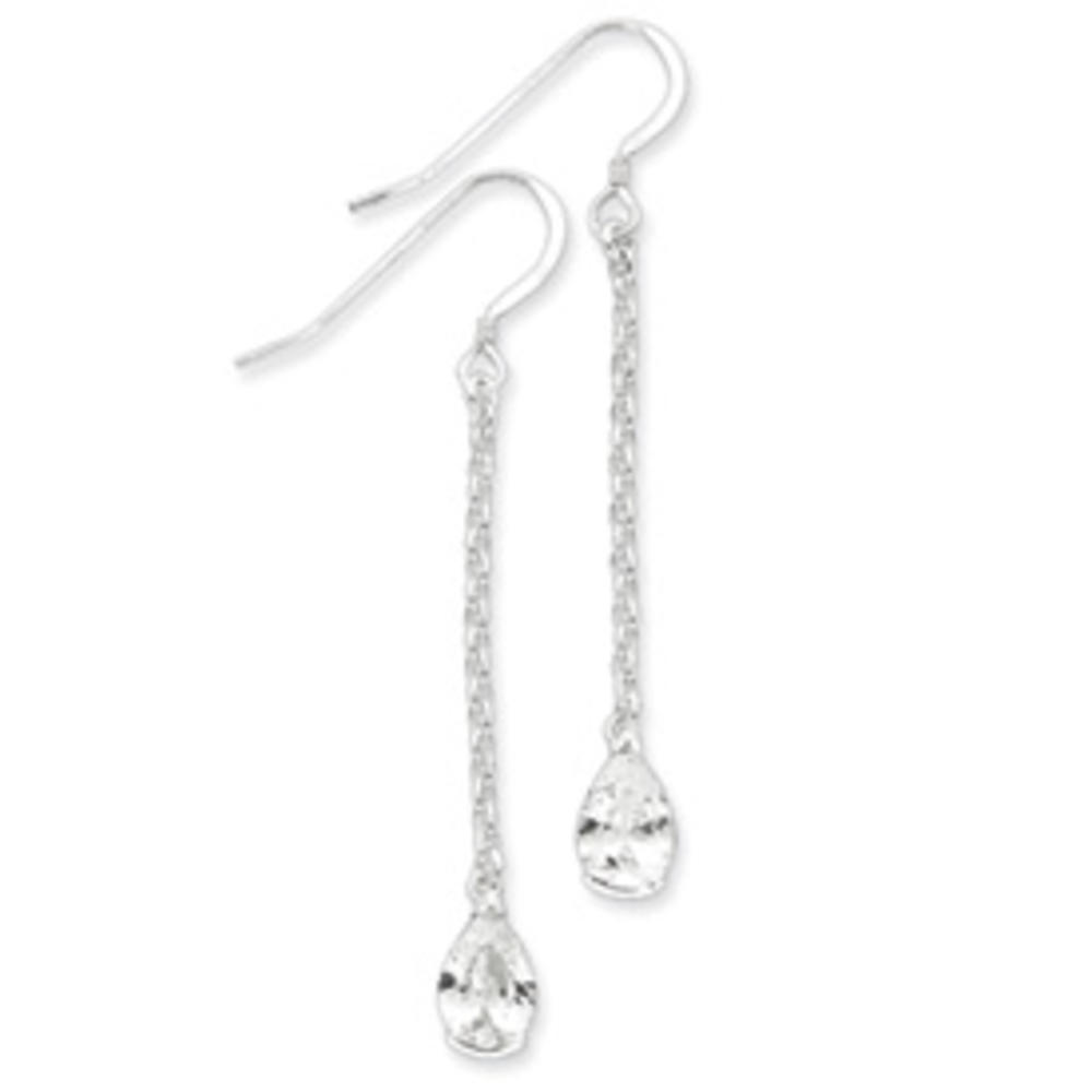 Jewelryweb Sterling Silver Cubic Zirconia Dangle Earrings