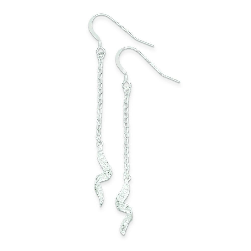 Jewelryweb Sterling Silver Cubic Zirconia Swirl Dangle Earrings