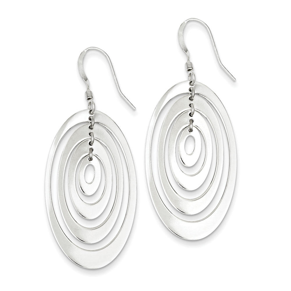 Jewelryweb Sterling Silver Polished Oval Dangle Earrings