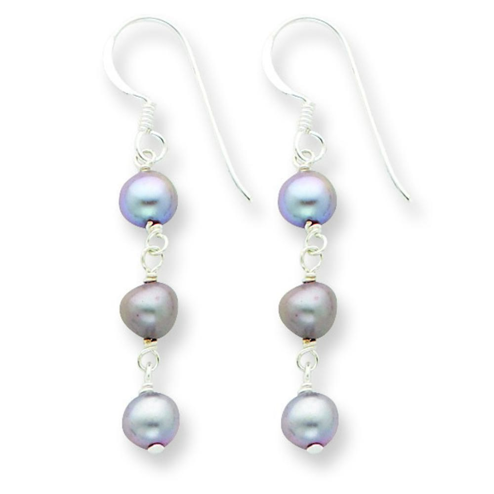 Jewelryweb Sterling Silver Grey Freshwater Cultured Pearl Earrings