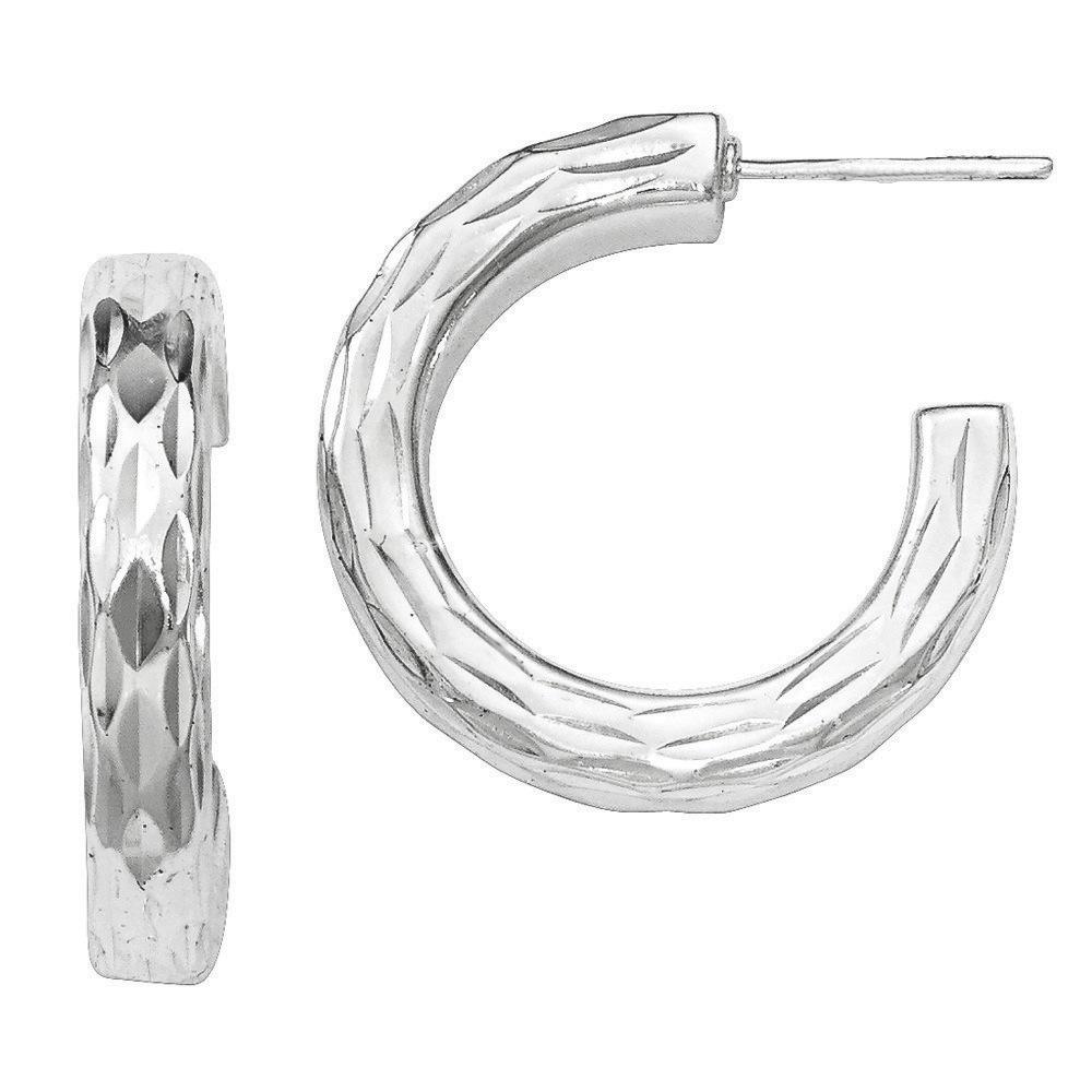 Jewelryweb Sterling Silver Post Hoop Earrings
