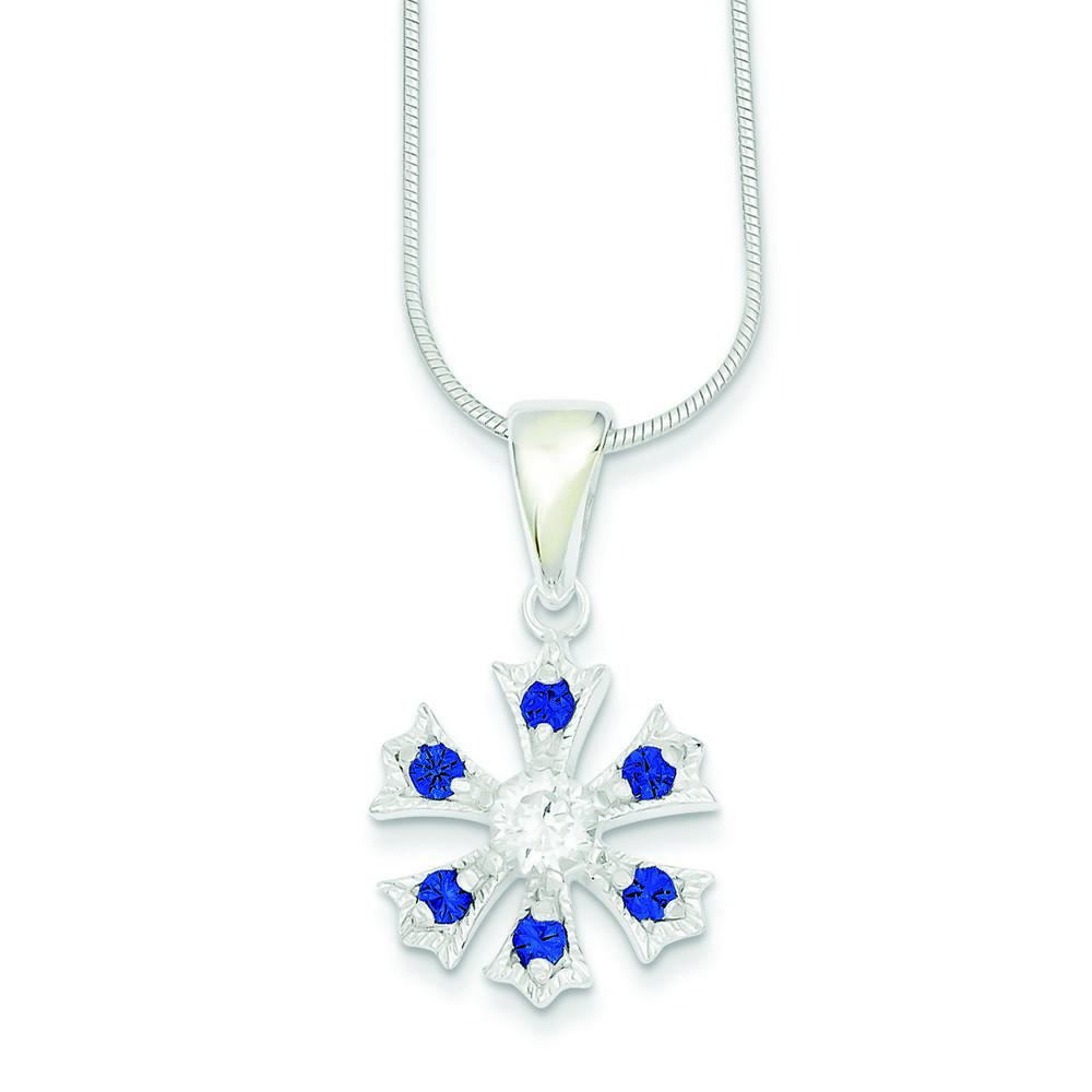 Jewelryweb Sterling Silver Cubic Zirconia Snowflake Necklace - 18 Inch - Lobster Claw