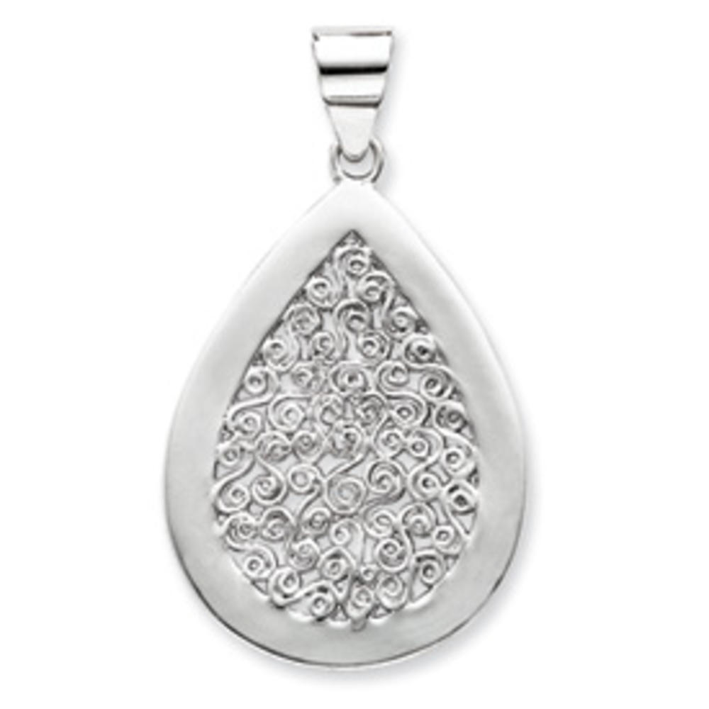 Jewelryweb Sterling Silver Teardrop Swirls Pendant