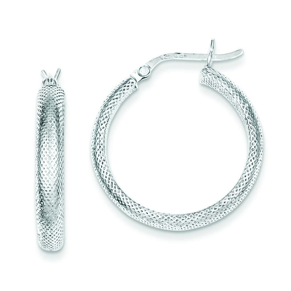 Jewelryweb Sterling Silver Rhodium Plated Hinged Earrings