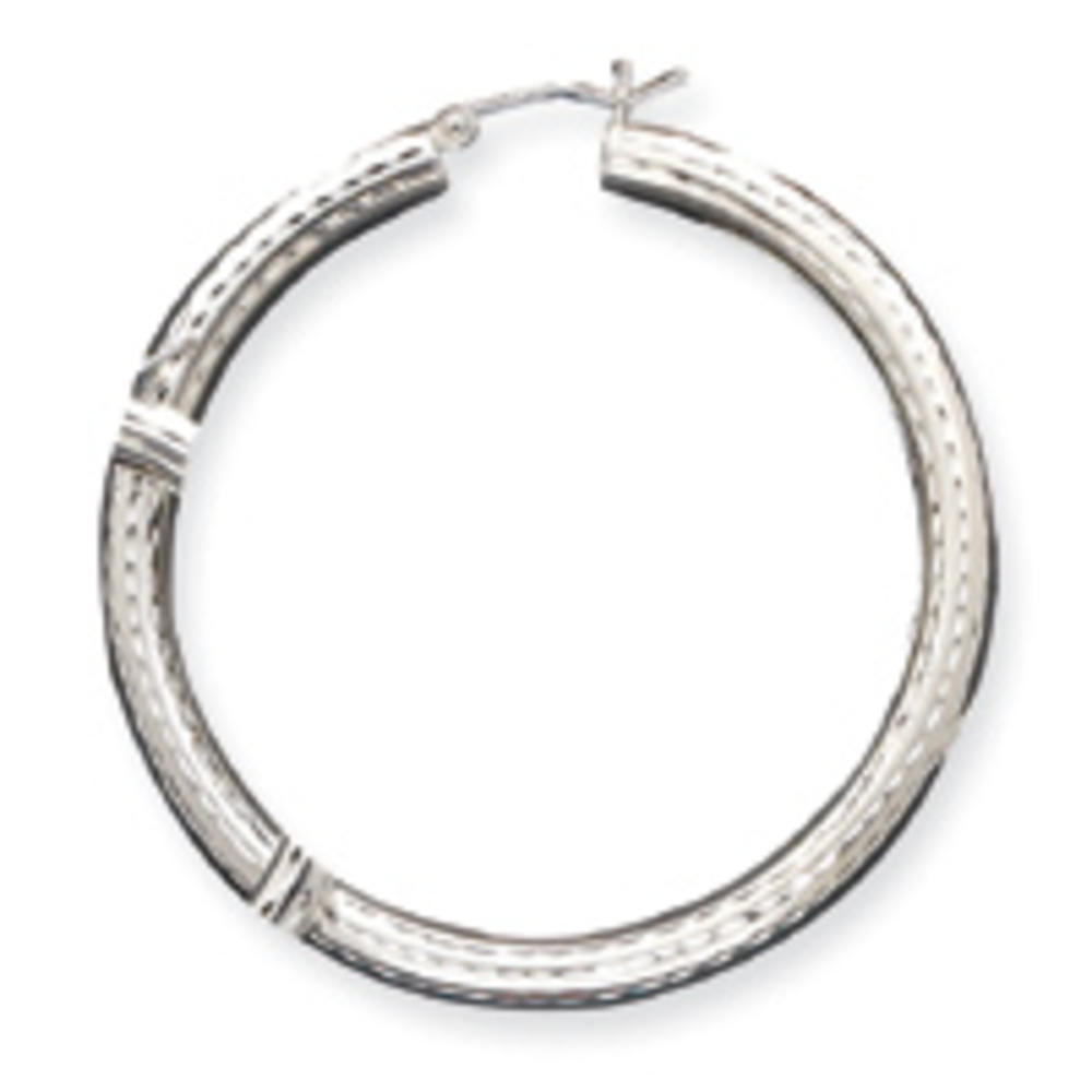 Jewelryweb Sterling Silver 4.00mm Sparkle-Cut Hoop Earrings