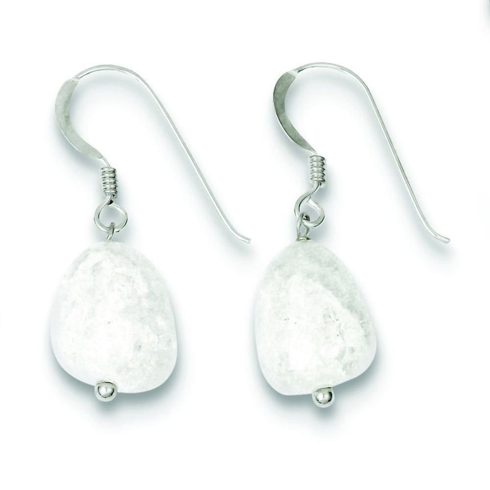Jewelryweb Sterling Silver Clear Cracked Quartz Crystal Earrings