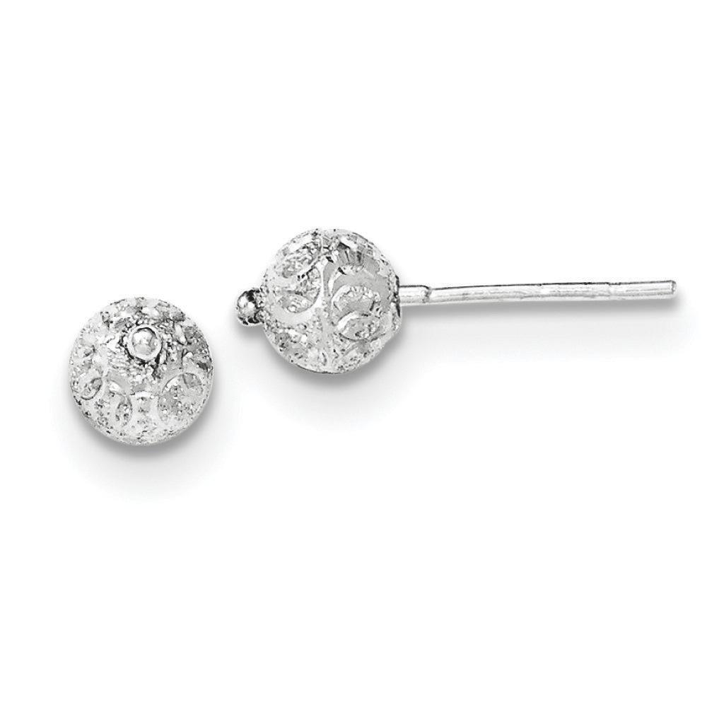 Jewelryweb Sterling Silver Sparkle-Cut Laser-cut Post Earrings