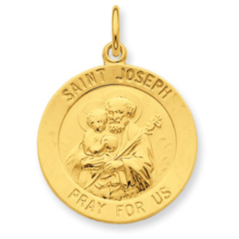 Jewelryweb 24k Gold-Flashed Sterling Silver St. Joseph Medal Pendant