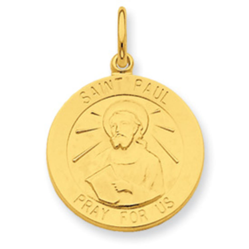 Jewelryweb 24k Gold-Flashed Sterling Silver Saint Paul Medal Pendant