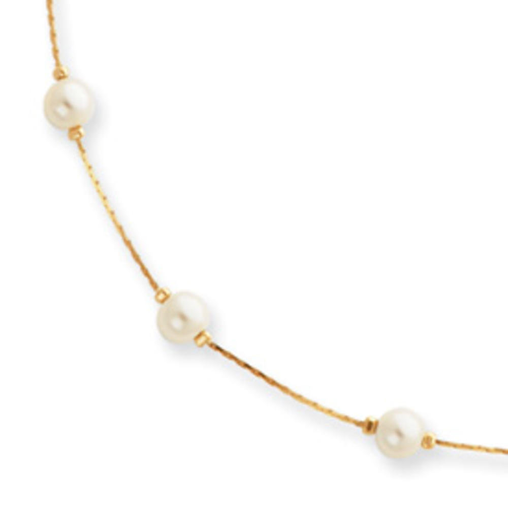 Jewelryweb Gold-Flashed White Glass Pearl Necklace - 16 Inch