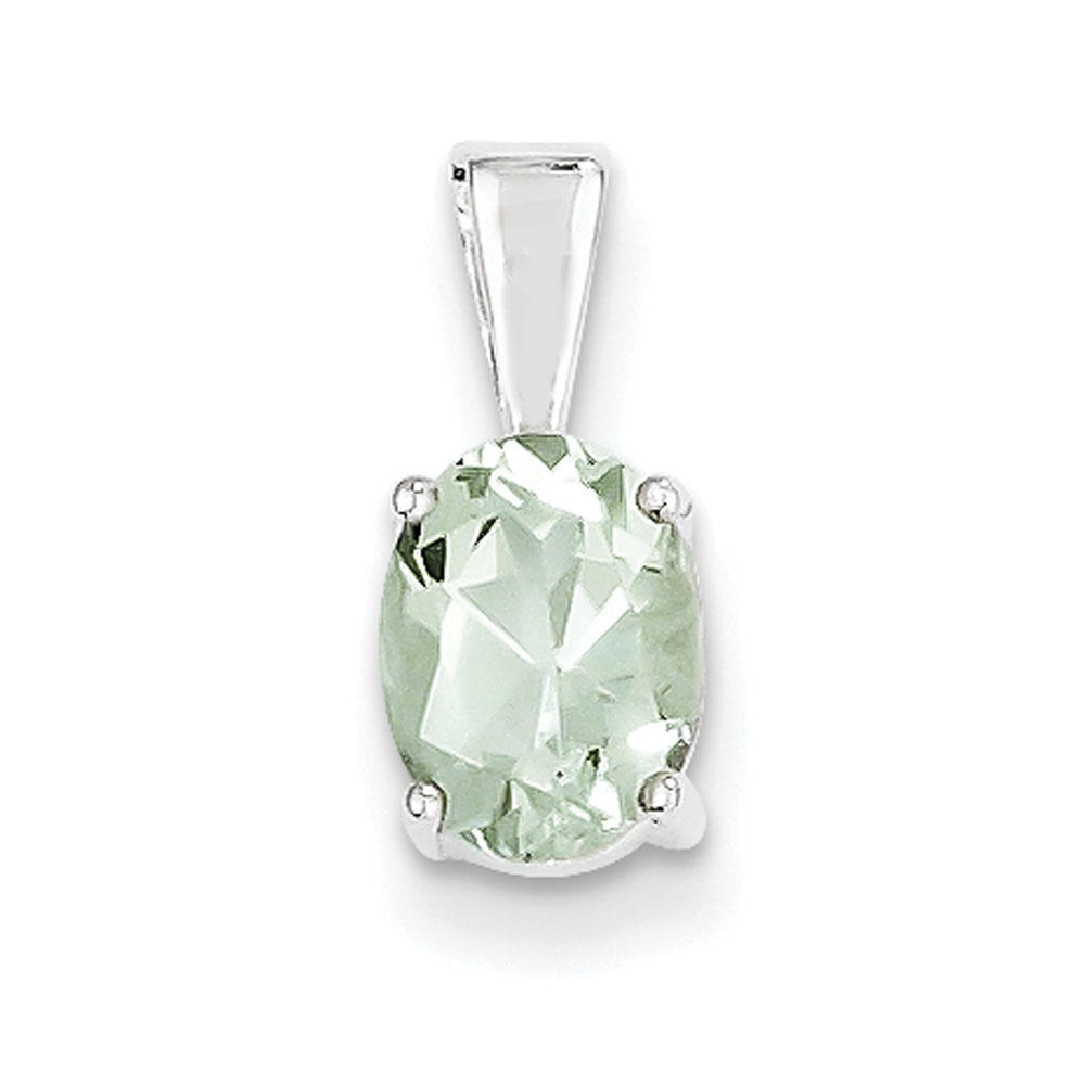 Jewelryweb Sterling Silver Rhodium Green Amethyst Pendant