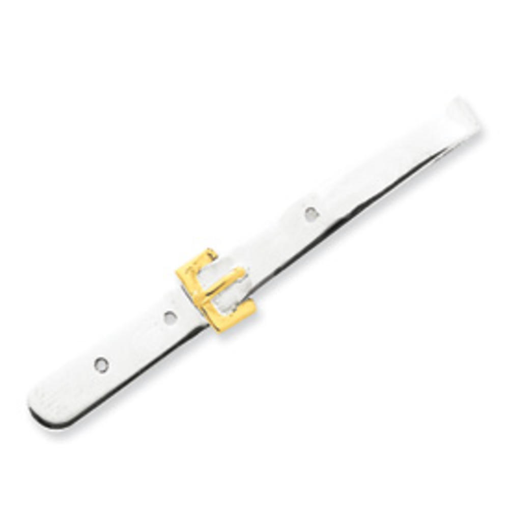 Jewelryweb Sterling Silver and Gold-Flashed Belt Design Tie Bar
