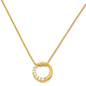 Jewelryweb 18inch Gold-Flashed Cubic Zirconia Circle Journey Necklace - 18 Inch