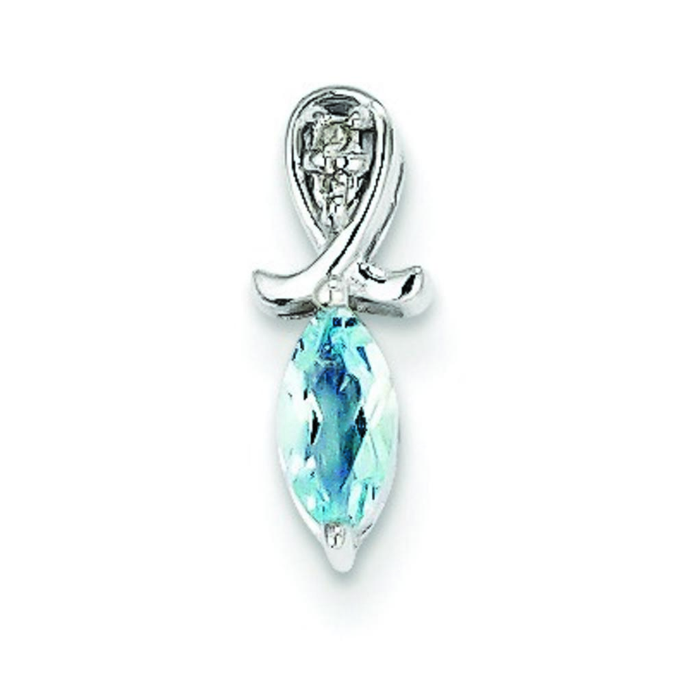 Jewelryweb Sterling Silver Rhodium Plated Diamond Sky Bt Marquise Pendant