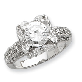 Jewelryweb Sterling Silver Cubic Zirconia Ring - Size 8