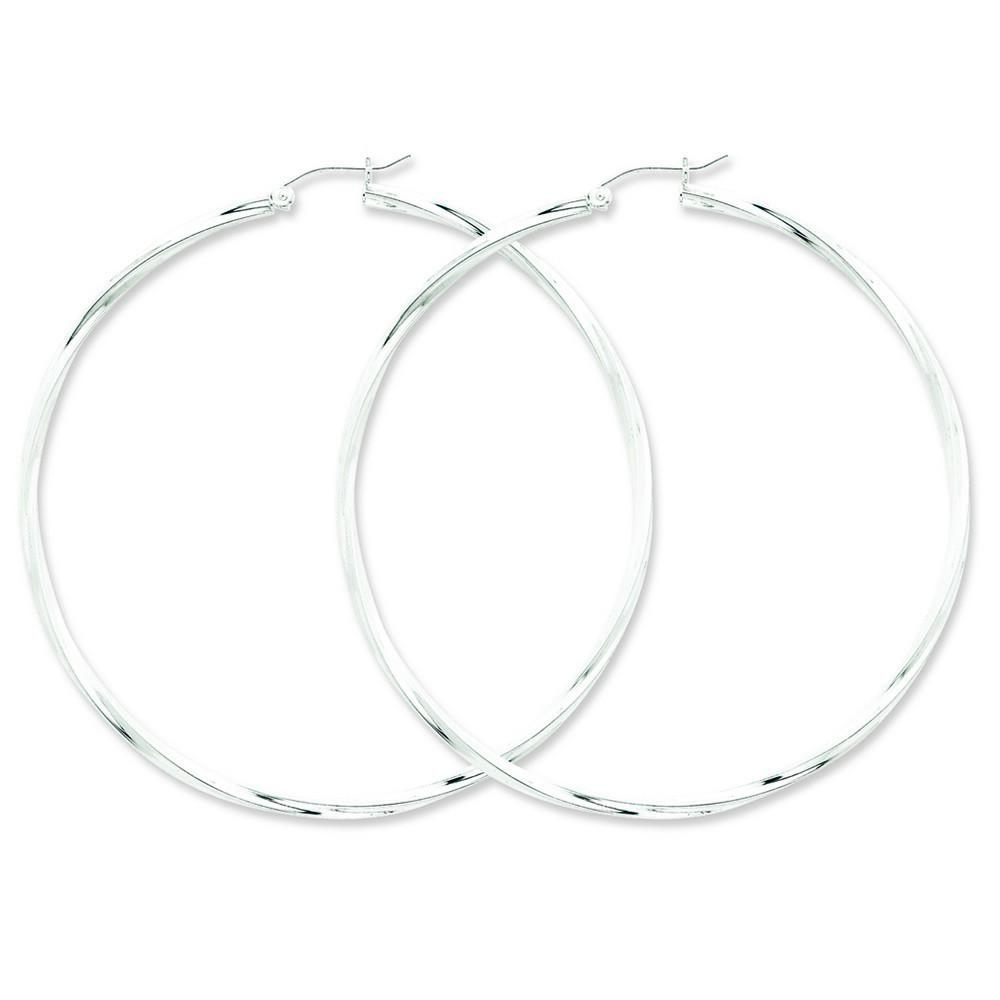 Jewelryweb Sterling Silver Twisted Hoop Earrings