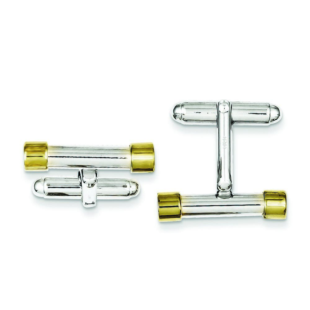 Jewelryweb Sterling Silver and Gold-Flashed Bar Cuff Links