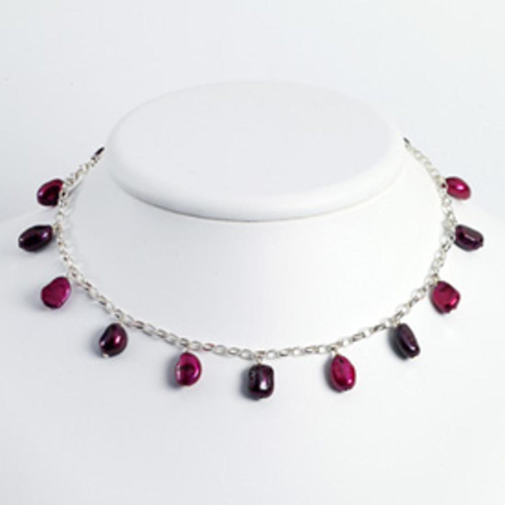Jewelryweb Sterling Silver Dark Purple Freshwater Cultured Pearl Necklace - 16 Inch - Lobster Claw
