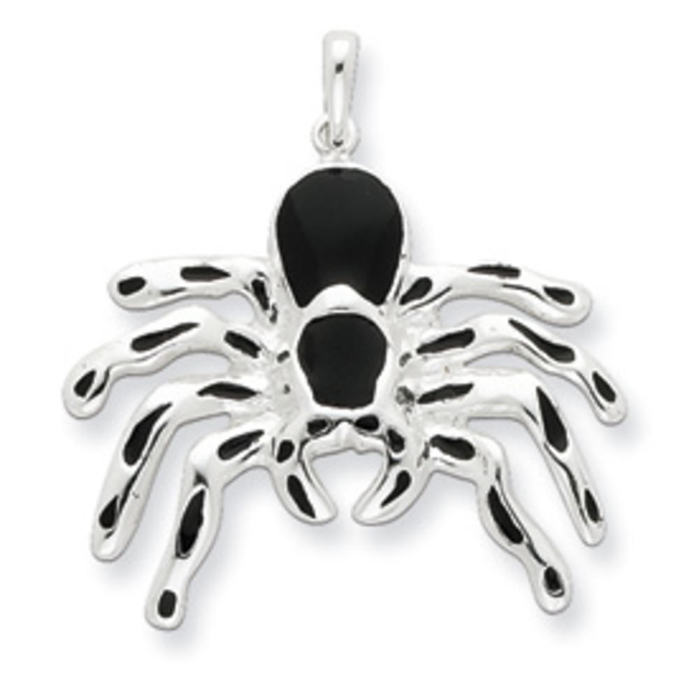 Jewelryweb Sterling Silver Enameled Spider Pendant
