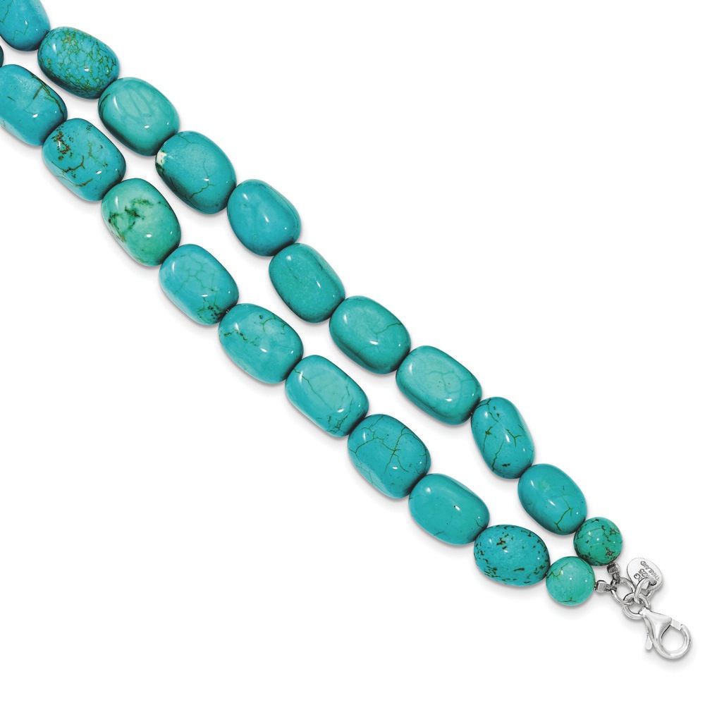 Jewelryweb Sterling Silver Dyed Howlite Blue Simulated Magnesite With 1inch Ext Bracelet - 7 Inch