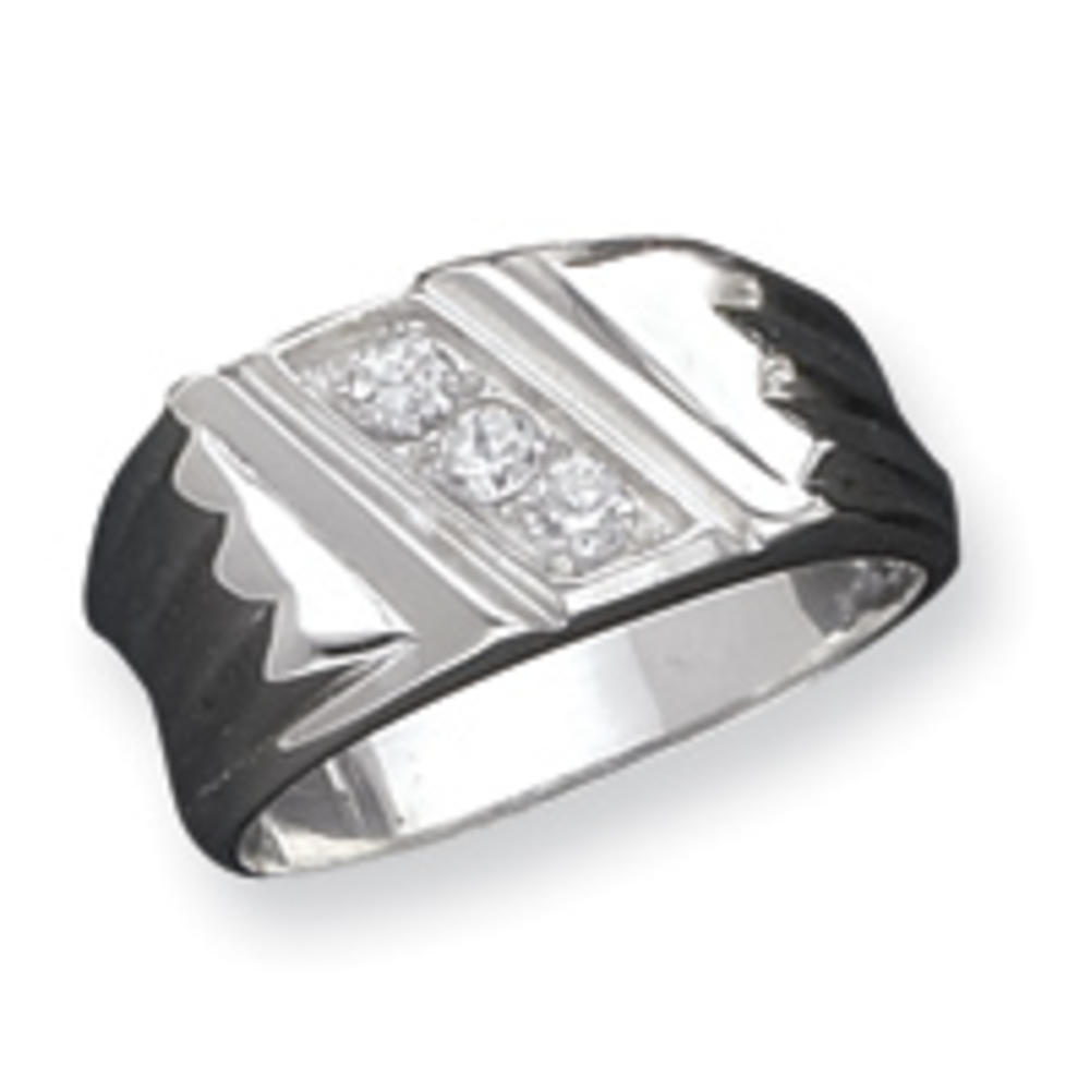 Jewelryweb Sterling Silver Cubic Zirconia Mens Ring - Size 9