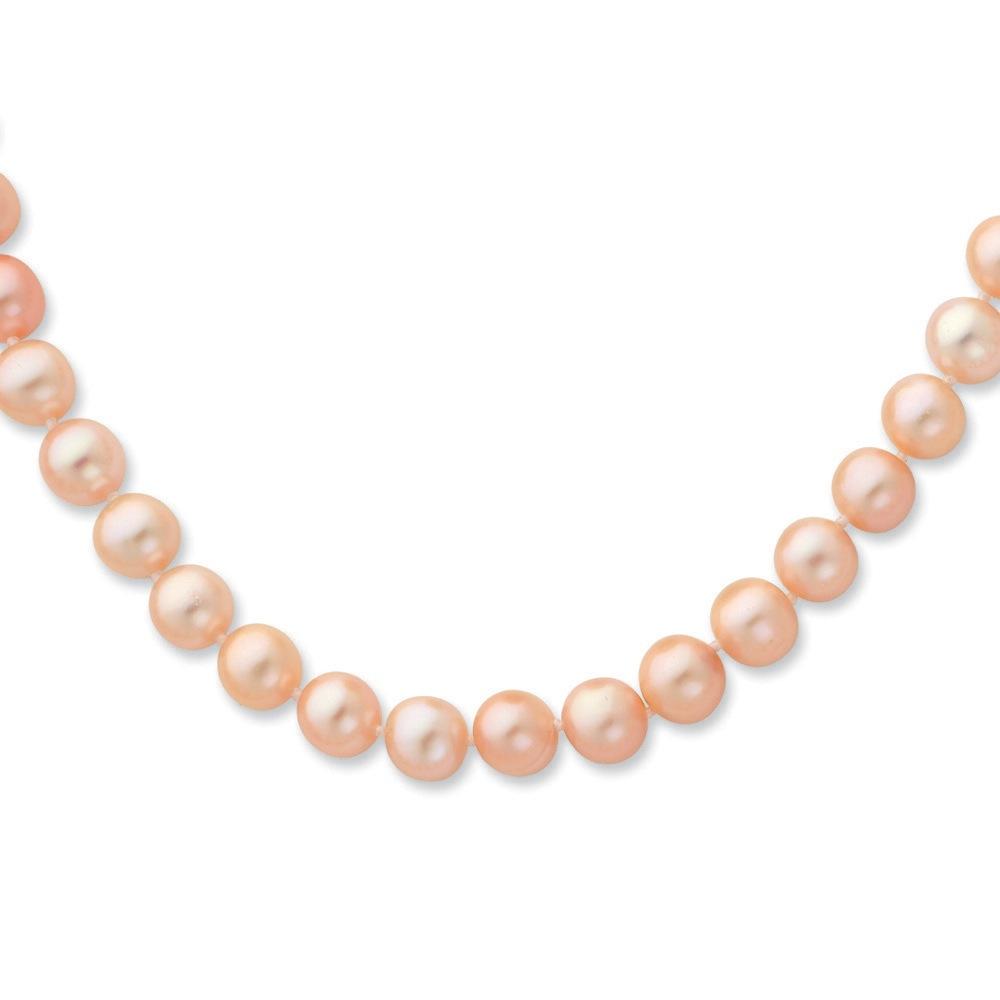 Jewelryweb Sterling Silver 7-8mm Pink Freshwater Cultured Pearl Necklace - 18 Inch