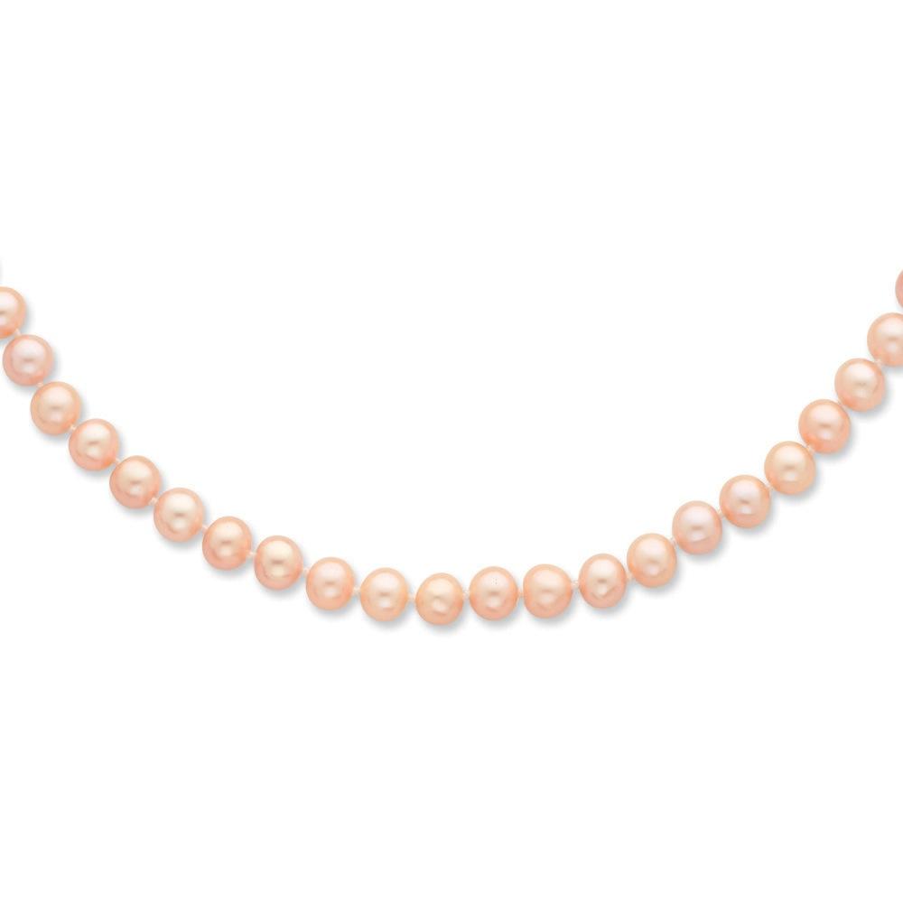 Jewelryweb Sterling Silver 6-7mm Pink Freshwater Cultured Pearl Necklace - 24 Inch
