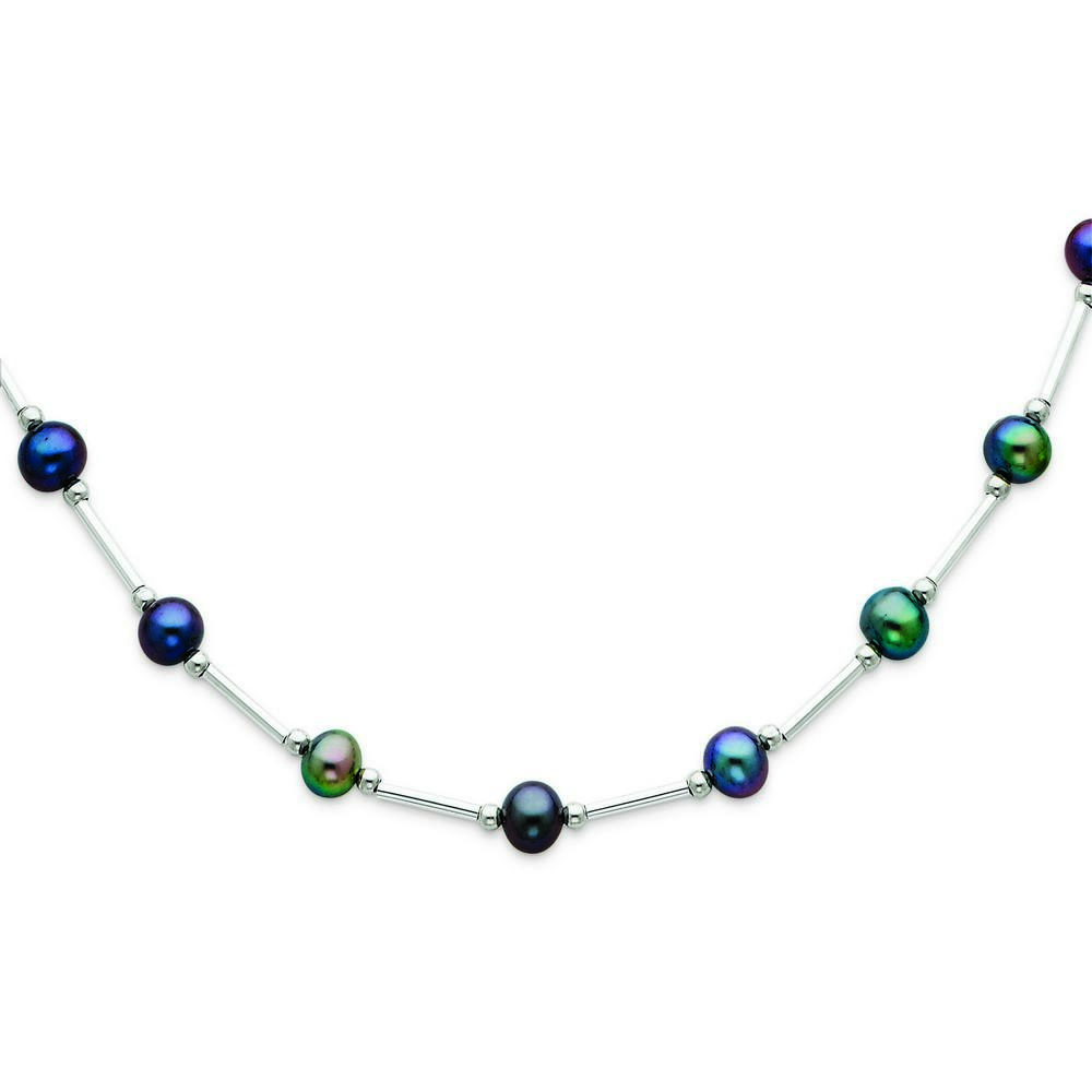 Jewelryweb Sterling Silver Peacock Freshwater Cultured Pearl Necklace - 18 Inch - Lobster Claw