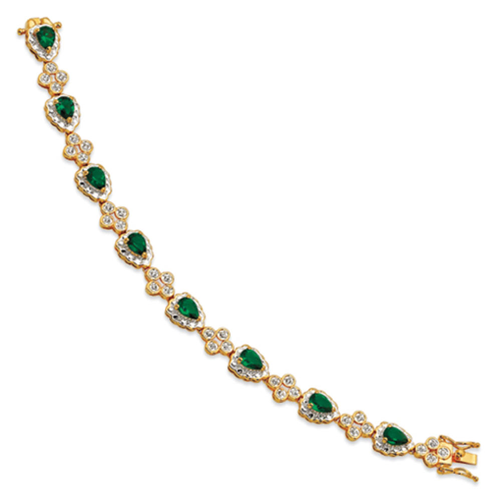 Jewelryweb Emerald Drop Bracelet - 7 Inch
