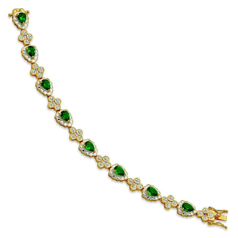 Jewelryweb Emerald Drop Bracelet - 8 Inch