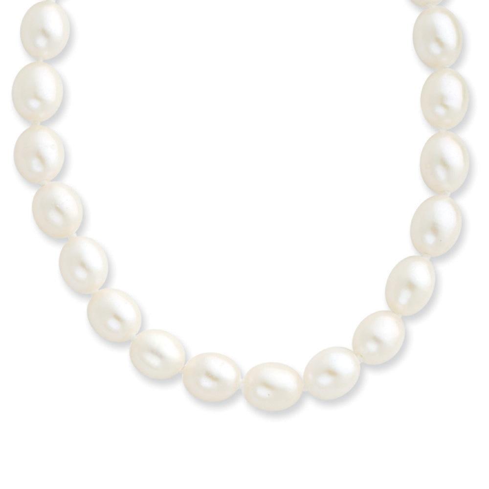 Jewelryweb 14k 6-6.5mm White Rice Freshwater Cultured Pearl Necklace - 18 Inch