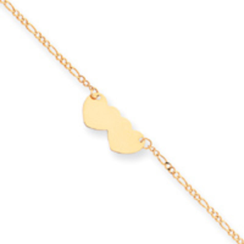 Jewelryweb 14k Baby and Child Heart ID Bracelet - 5.5 Inch - Lobster Claw