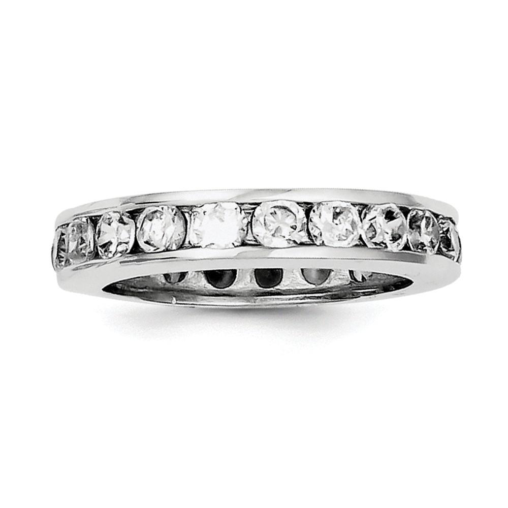 Jewelryweb Sterling Silver Cubic Zirconia Eternity Band Ring - Size 7