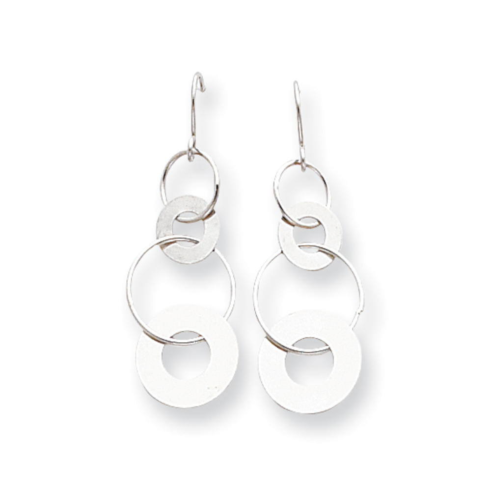 Jewelryweb 14k White Circle Dangle Earrings - Measures 31x10mm